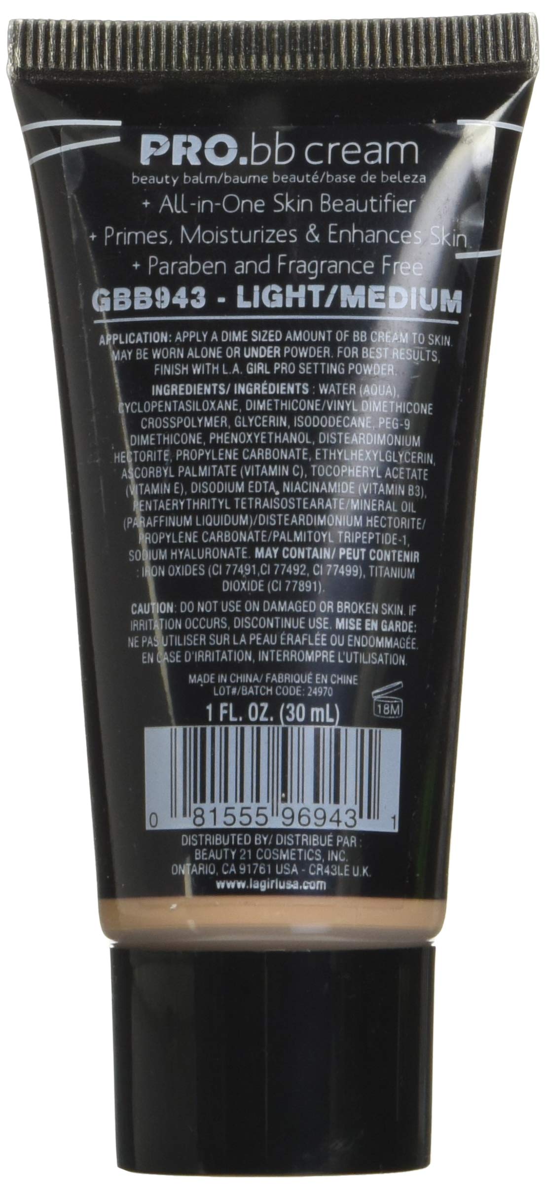 Foto 3 pulgar | Bálsamo De Belleza Bb Cream L.a. Girl Pro Hd, Ligero Y Mediano, 30 Ml - Venta Internacional.