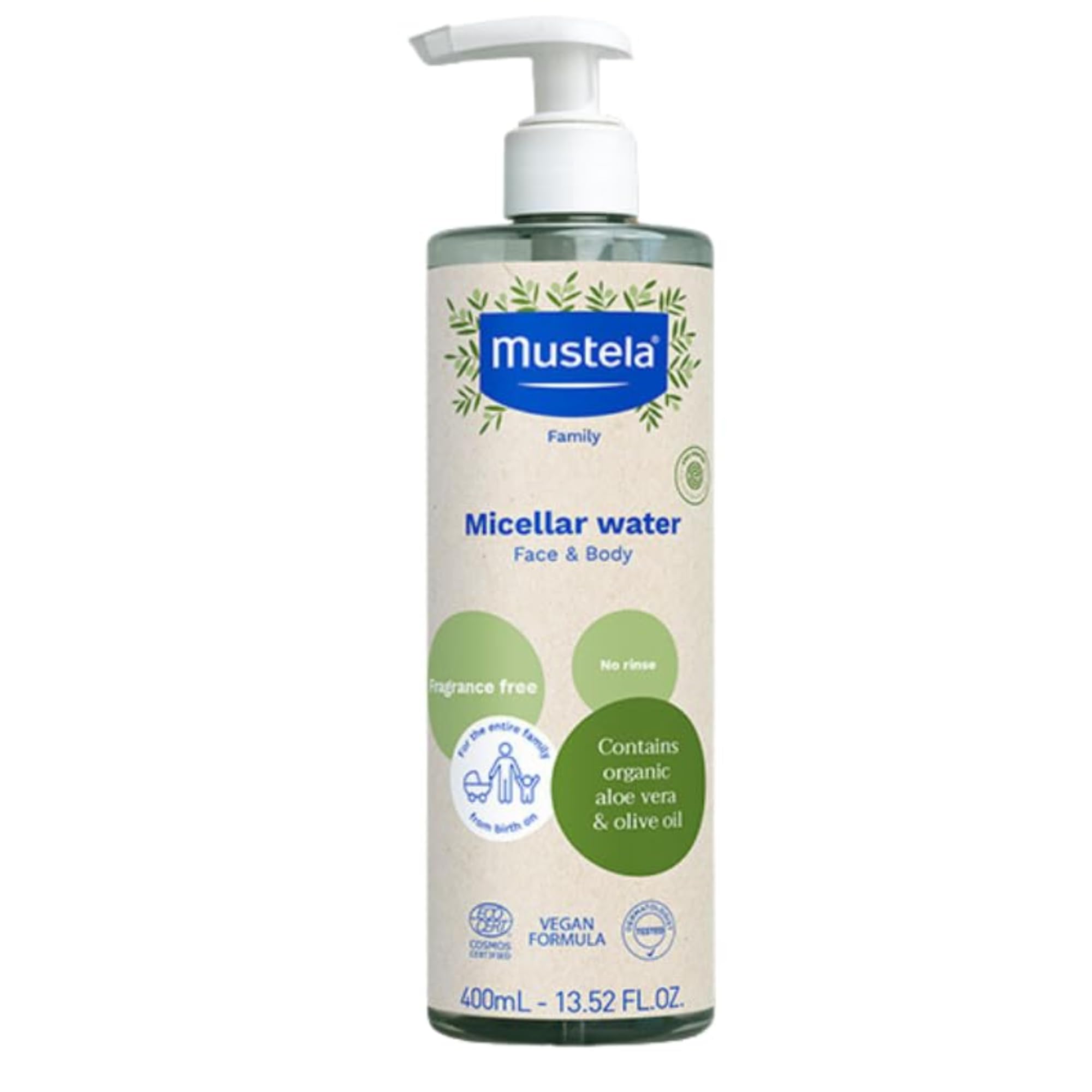 Agua Limpiadora Mustela Micellar Organic, 400 Ml, Sin Fragancia - Venta Internacional.