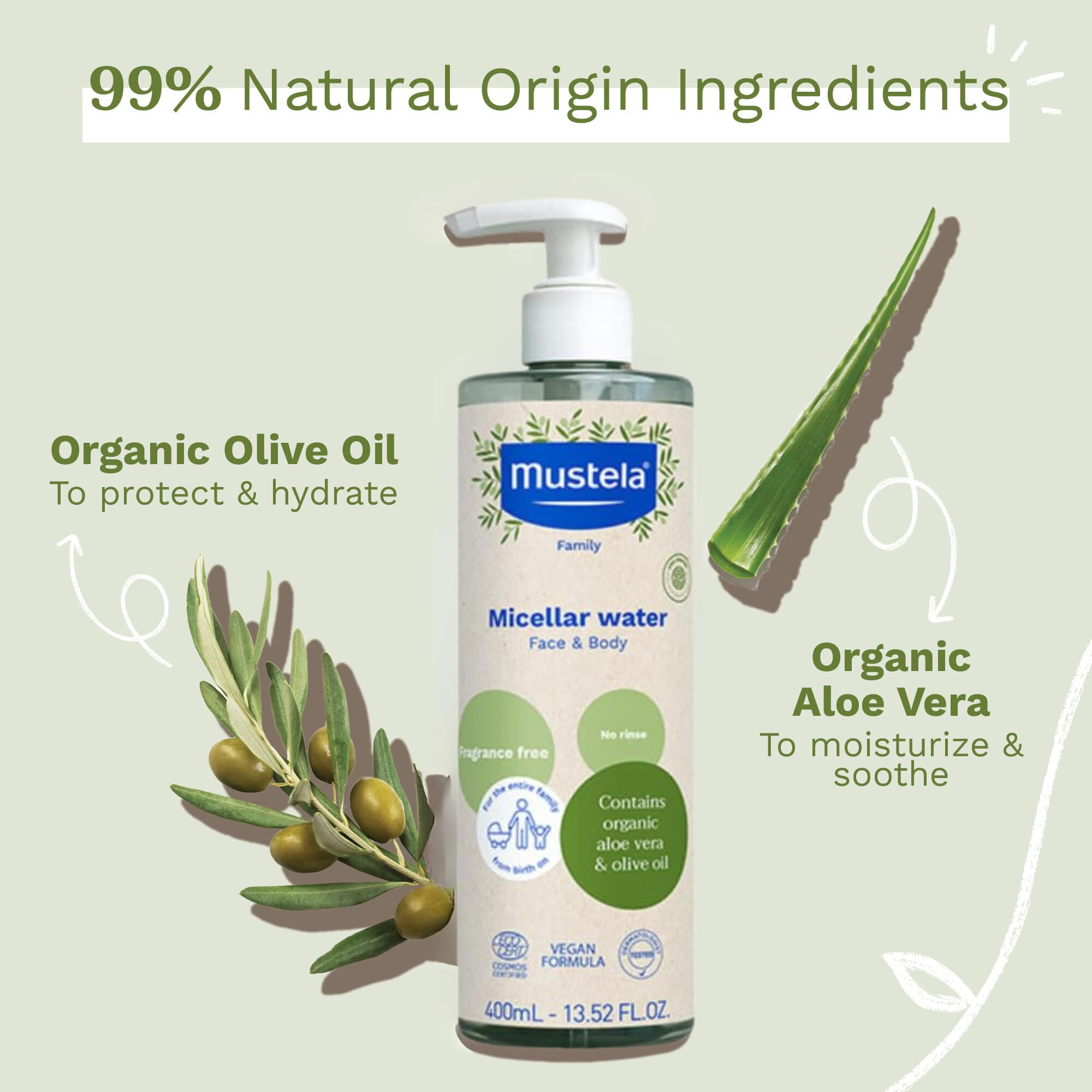 Foto 4 pulgar | Agua Limpiadora Mustela Micellar Organic, 400 Ml, Sin Fragancia - Venta Internacional.