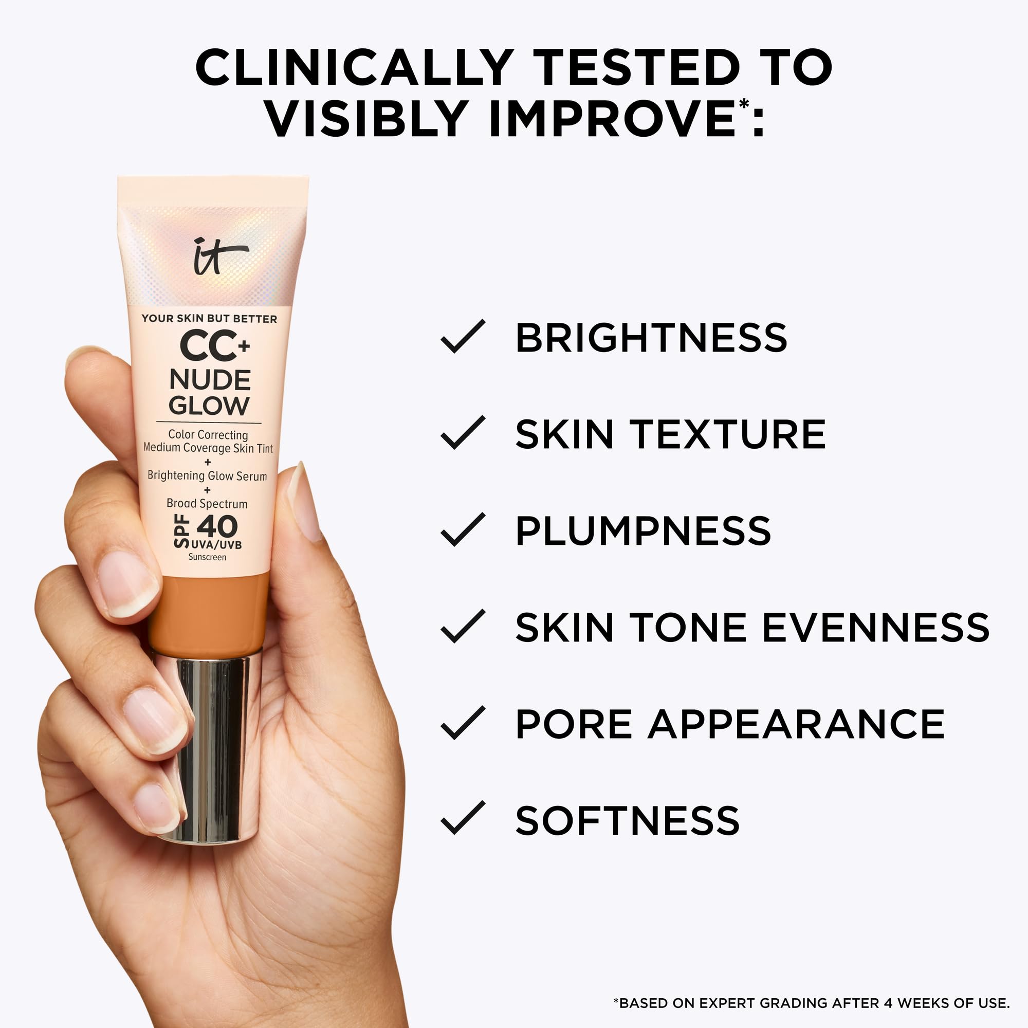 Foto 6 pulgar | Foundation It Cosmetics Cc+ Nude Glow, Bronceado Cálido, 32 Ml, Spf40 - Venta Internacional.