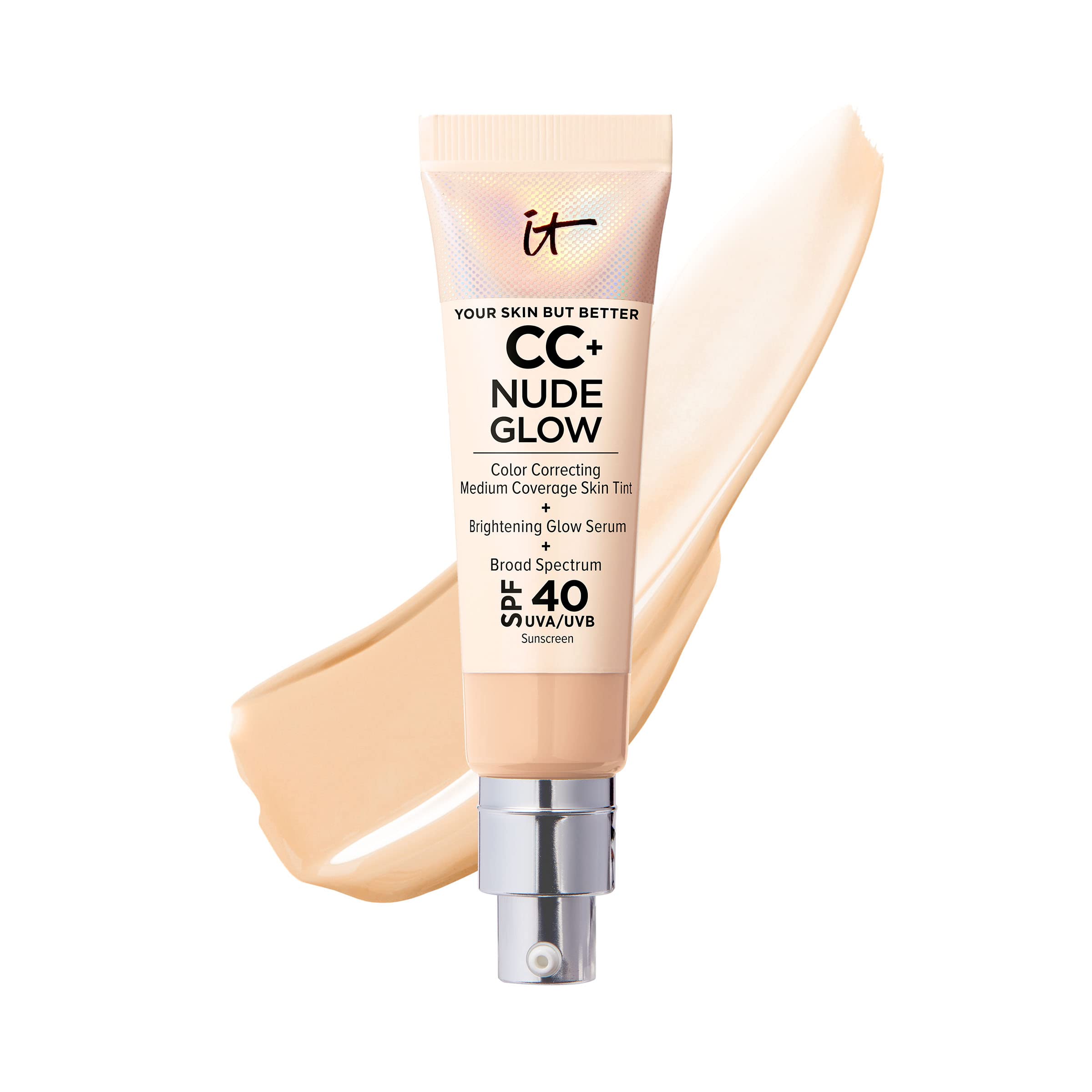 Foundation It Cosmetics Cc+ Nude Glow Con Factor De Protección Solar 40, 30 Ml, Ligero Y Medio - Venta Internacional.