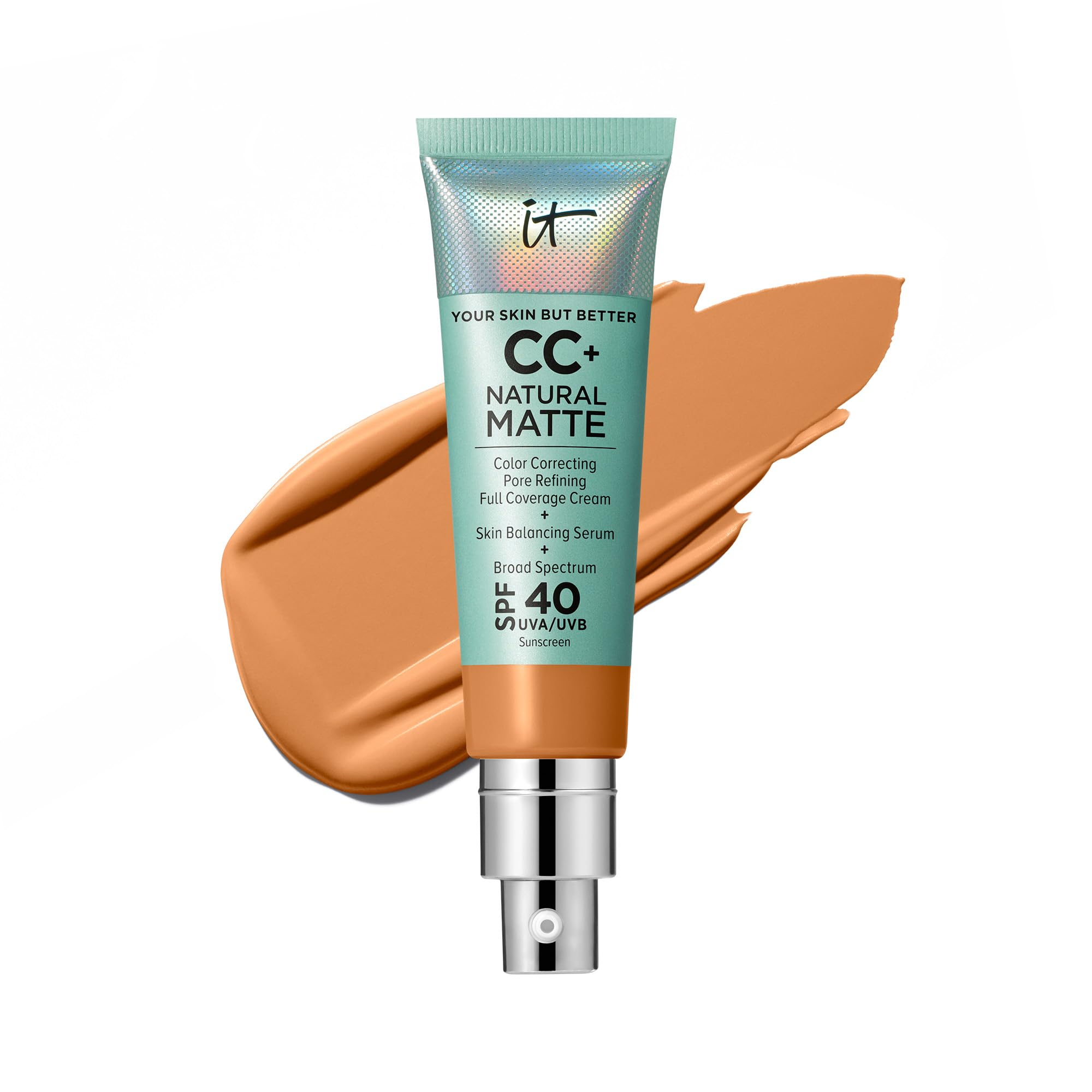 Crema Cc + De Foundation It Cosmetics, Mate Natural, Spf 40, 30 Ml - Venta Internacional.