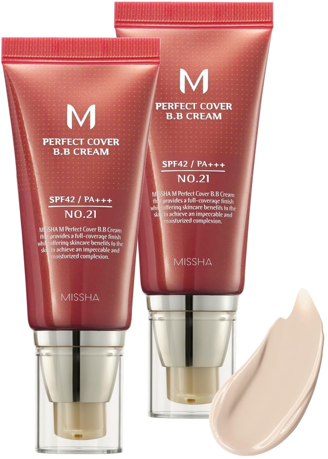 Bb Cream Missha M Perfect Cover N.º 21, Color Beige Claro, Spf42, 50 Ml, X2 - Venta Internacional.