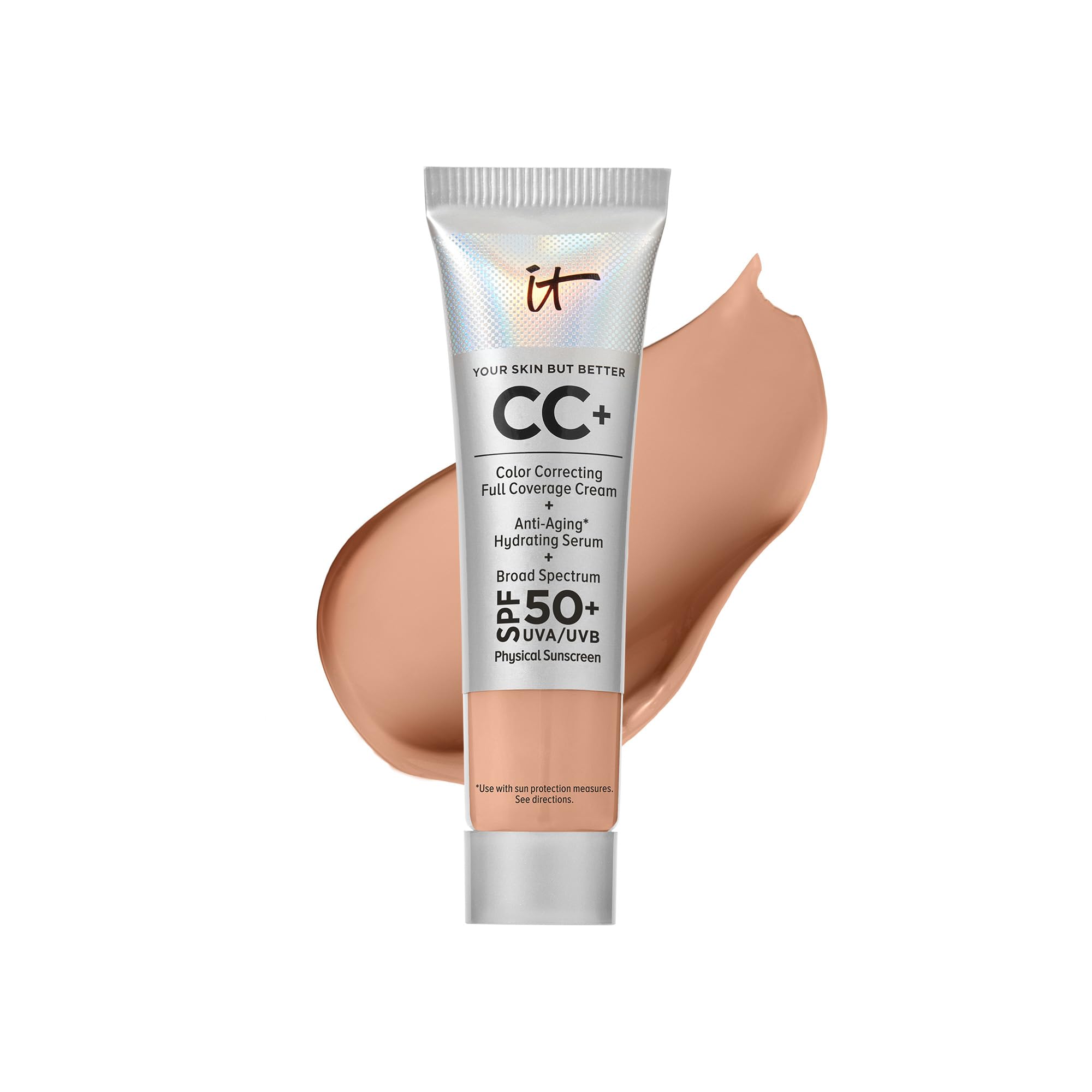 Cc Cream It Cosmetics Cc+, Tamaño De Viaje, Tamaño Mediano, Frío, 12 Ml, Spf50+ - Venta Internacional.