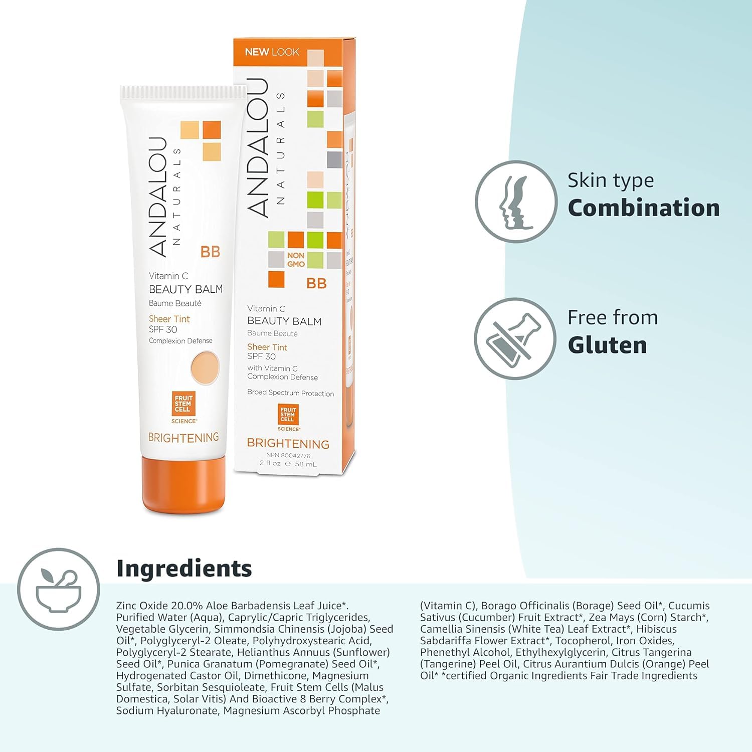 Foto 6 pulgar | Crema Bb Andalou Naturals Con Vitamina C, Spf 30, 60 Ml - Venta Internacional.