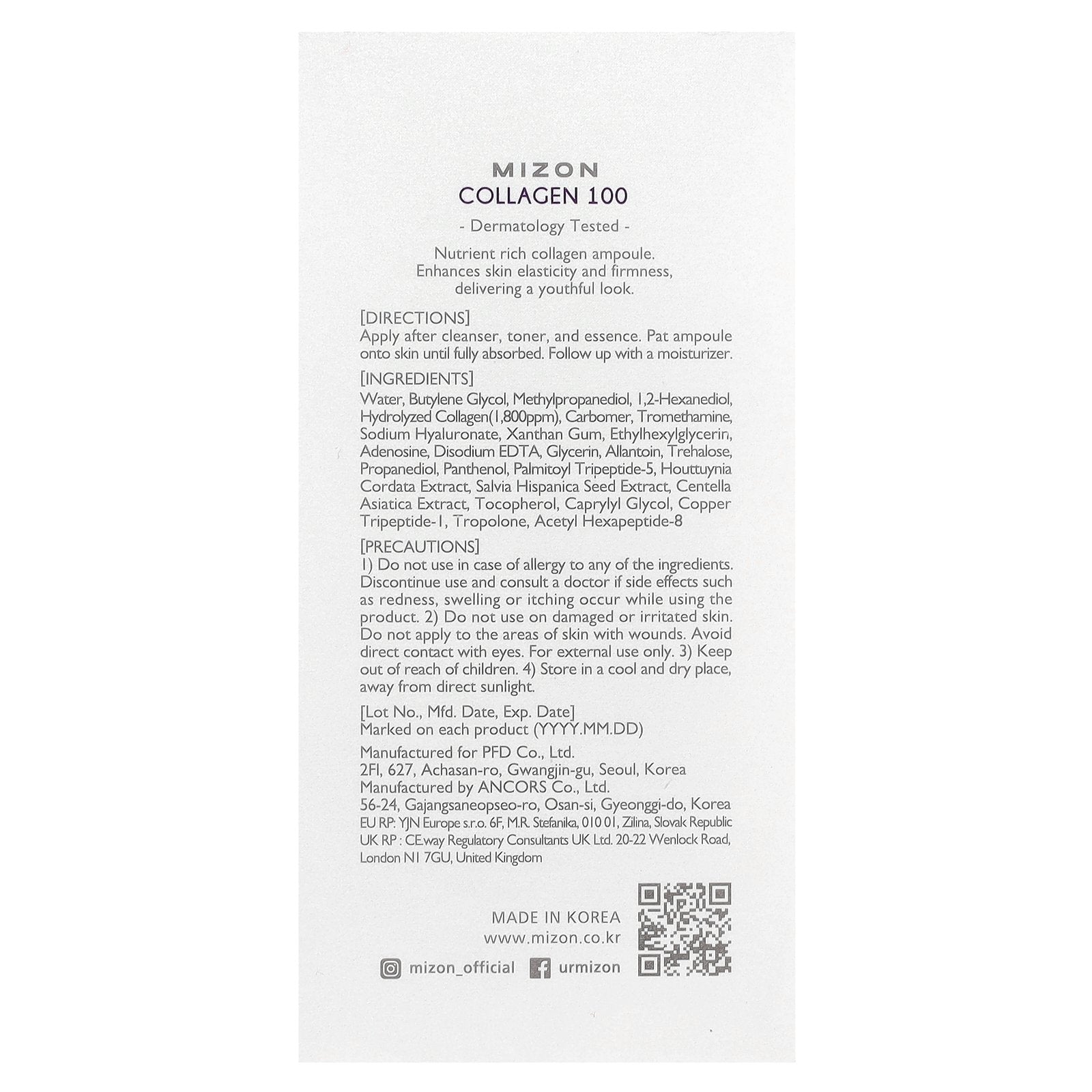 Foto 4 pulgar | Cuidado De La Piel Mizon Collagen 100 30 Ml - Venta Internacional.