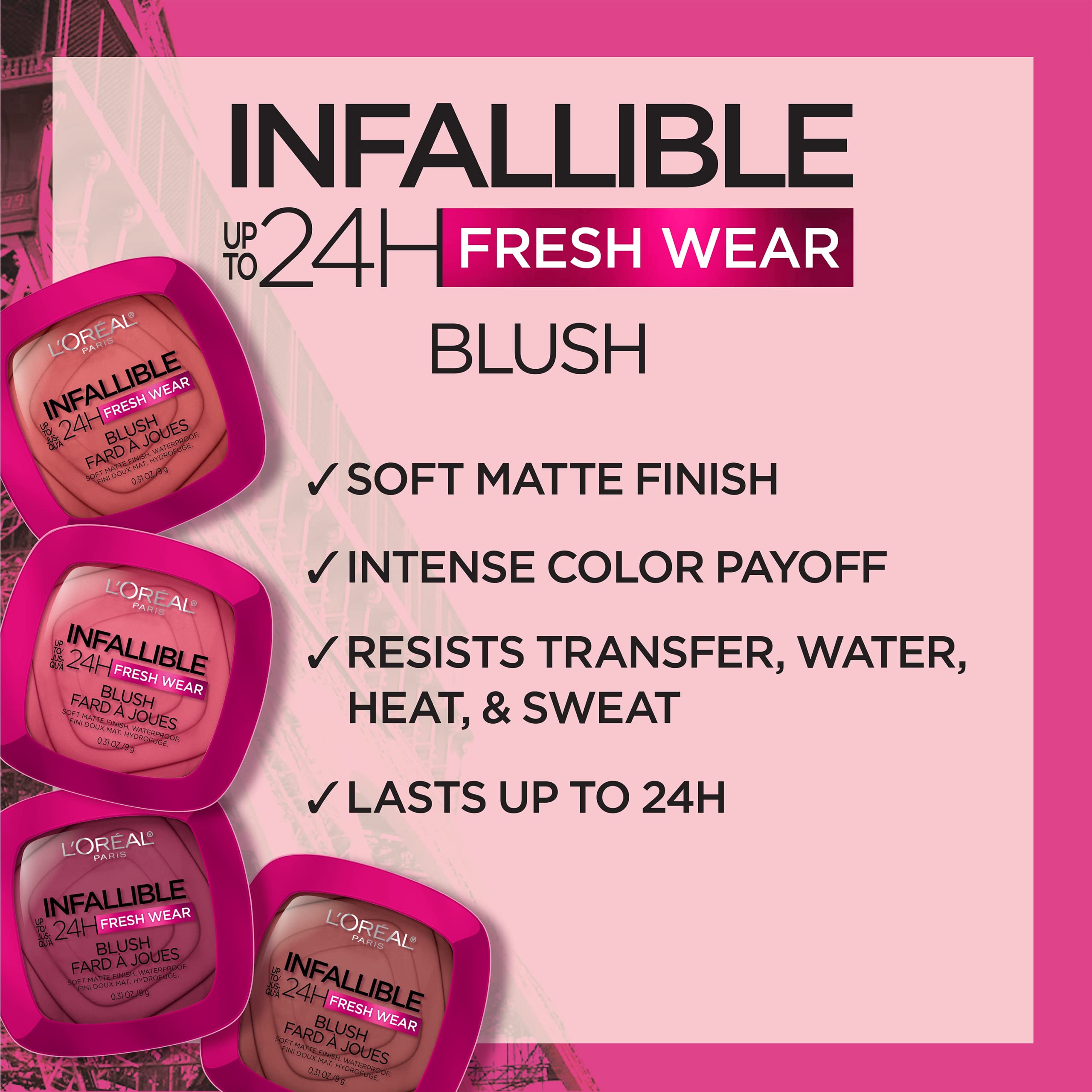 Foto 5 pulgar | Colorete L'oréal Paris Infalible Hasta 24 Horas Fresh Wear 7,5 Ml Daring Rosewood 20 - Venta Internacional.