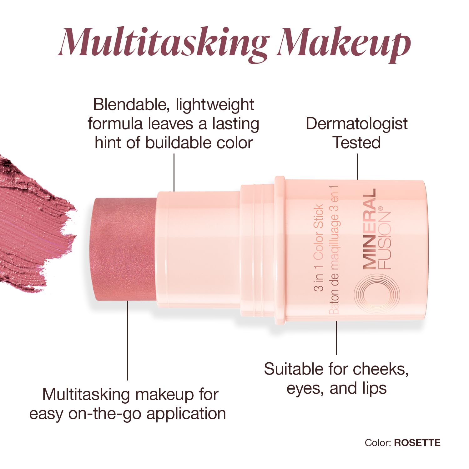 Foto 2 | Color Stick Mineral Fusion Rosette 3 En 1 Para Labios Y Mejillas - Venta Internacional.