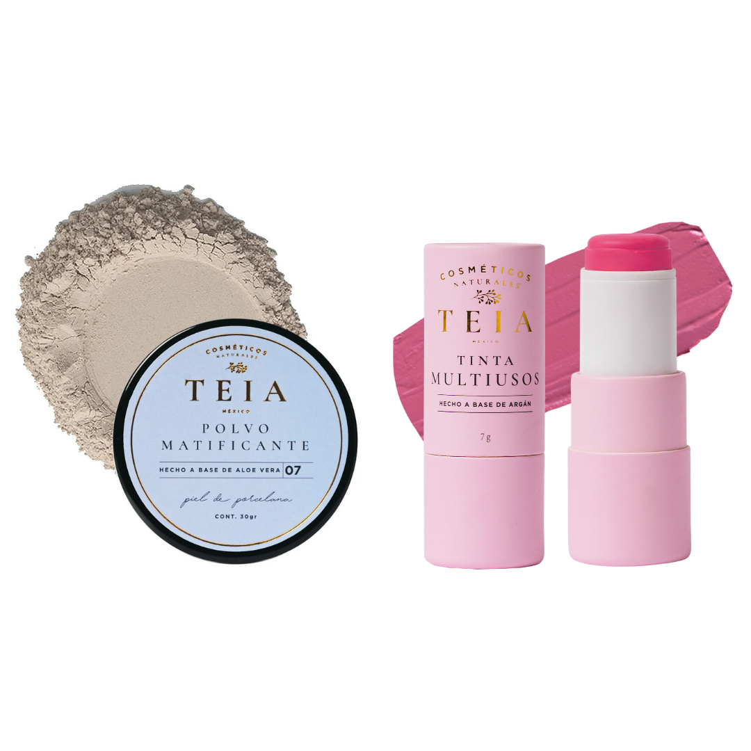 Foto 2 pulgar | Kit Teia Cosméticos Glow Control Blush en Barra Multiusos Amanecer + Polvo Matificante