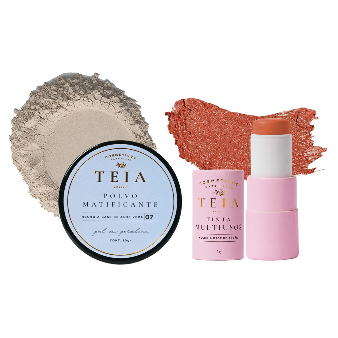 Foto 2 pulgar | Kit Teia Cosméticos Glow Control Blush En Barra Multiusos Peach Fuzz + Polvo Matificante