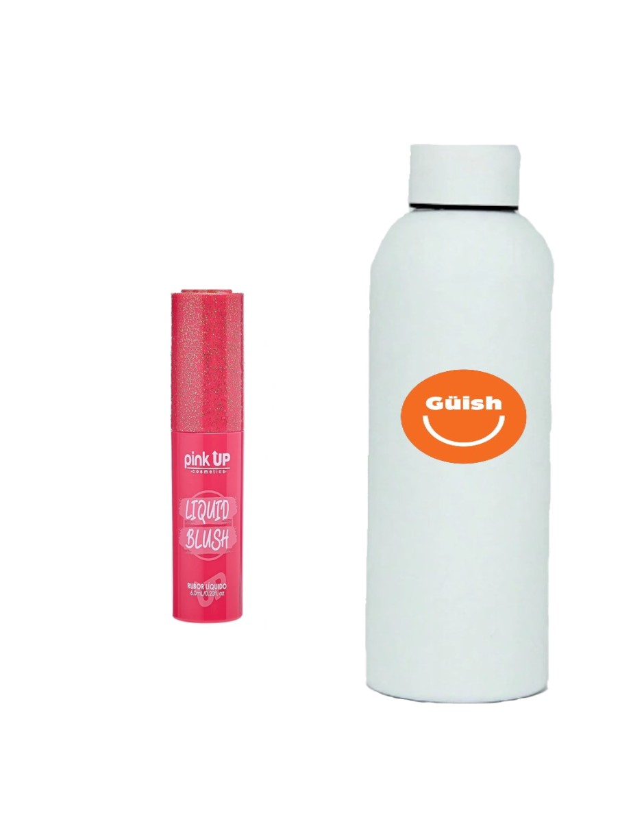Foto 2 pulgar | Rubor Líquido Pink Up Liquid Blush Larga Duración + Termo de Agua