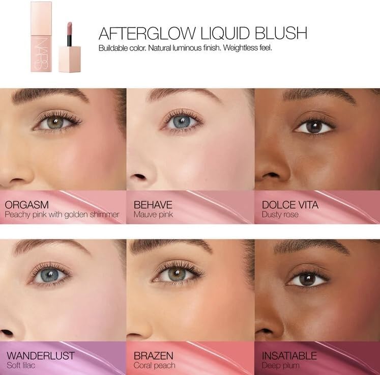 Foto 7 pulgar | Colorete Líquido Nars Afterglow Brazen 7ml - Venta Internacional.