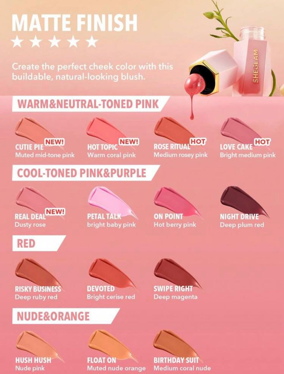 Foto 7 | Colorete Líquido Sheglam Color Bloom Con Acabado Mate Love Cake - Venta Internacional.