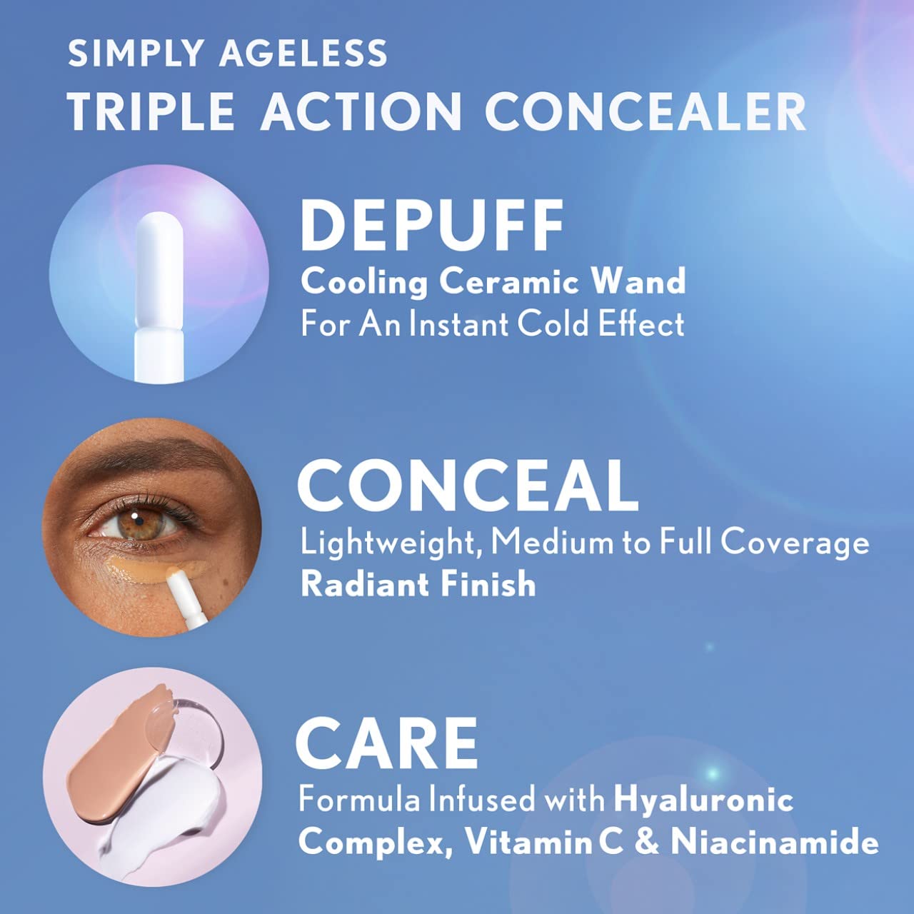 Foto 6 pulgar | Corrector Covergirl Simply Ageless Triple Action Beige Cálido - Venta Internacional.