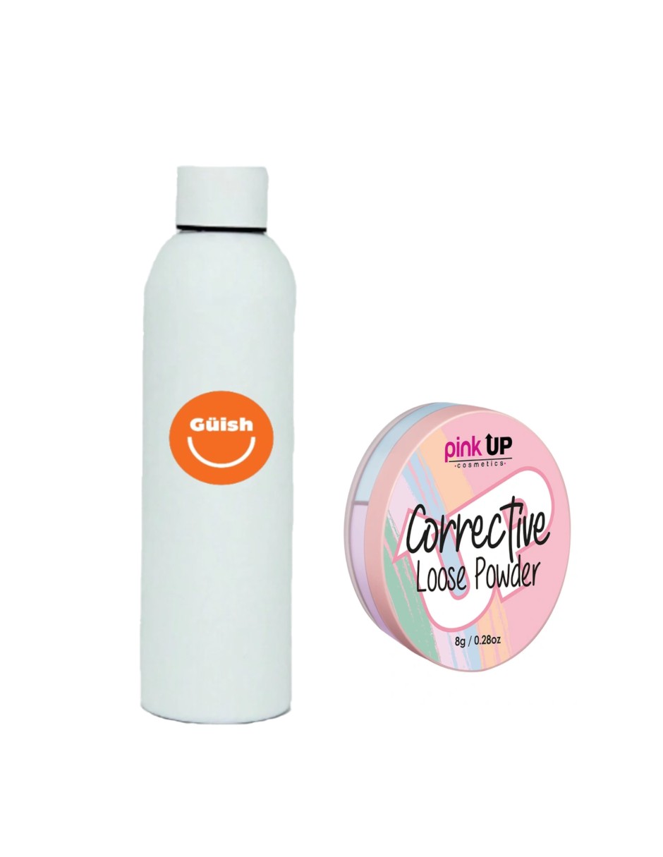 Foto 2 pulgar | Corrector En Polvo Suelto - Corrective Loose Powder Pink Up Tono Neutral + Termo De Agua De Regalo Güish