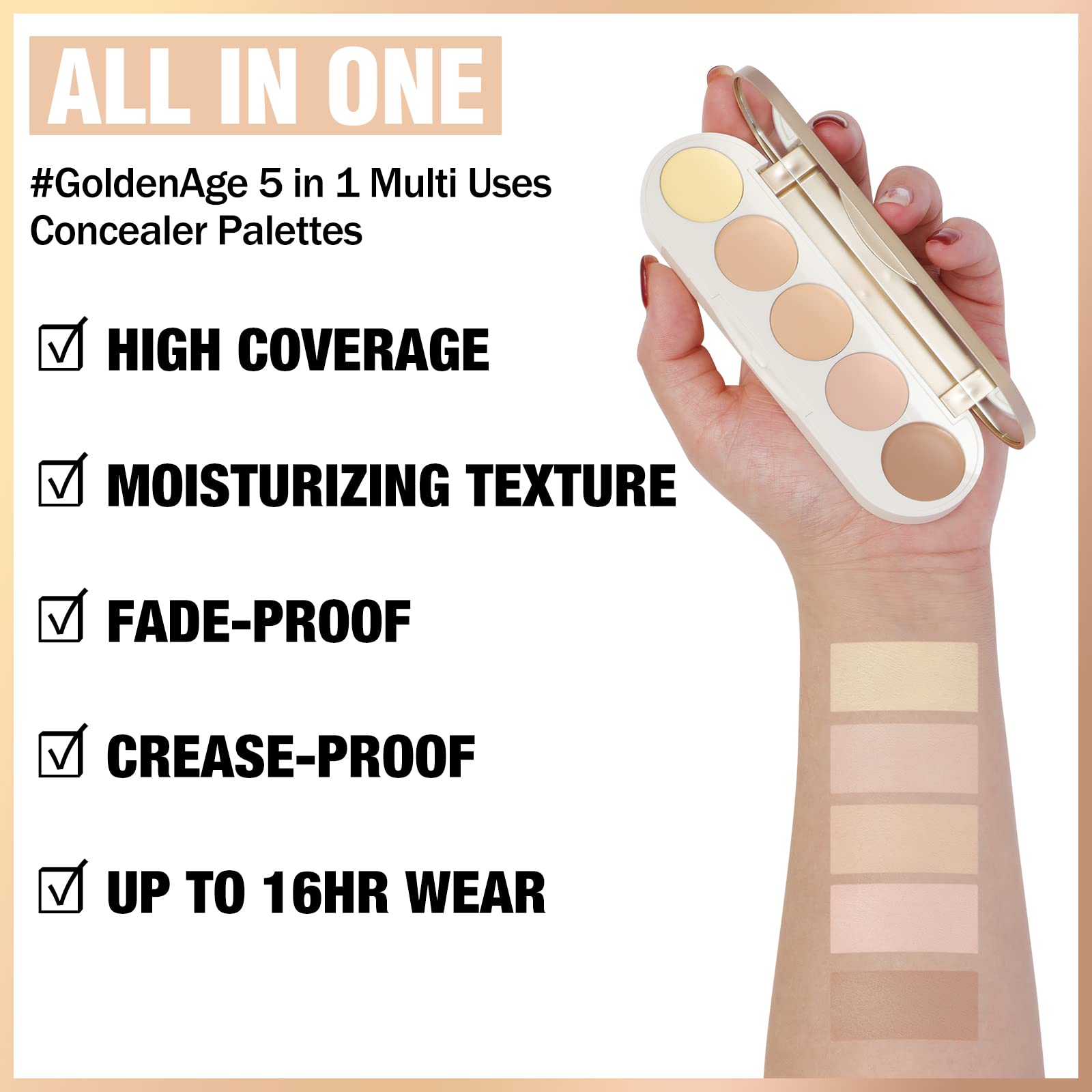 Foto 5 pulgar | Paleta Correctora Focallure #goldenage 5 En 1 Multiusos Ne01 - Venta Internacional.