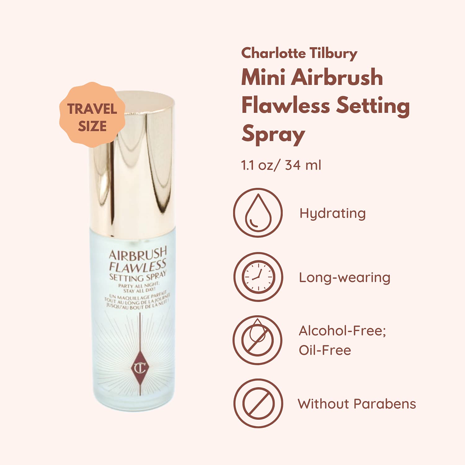 Foto 3 pulgar | Aerosol Fijador Charlotte Tilbury Airbrush Flawless, 34 Ml, Rojo - Venta Internacional.