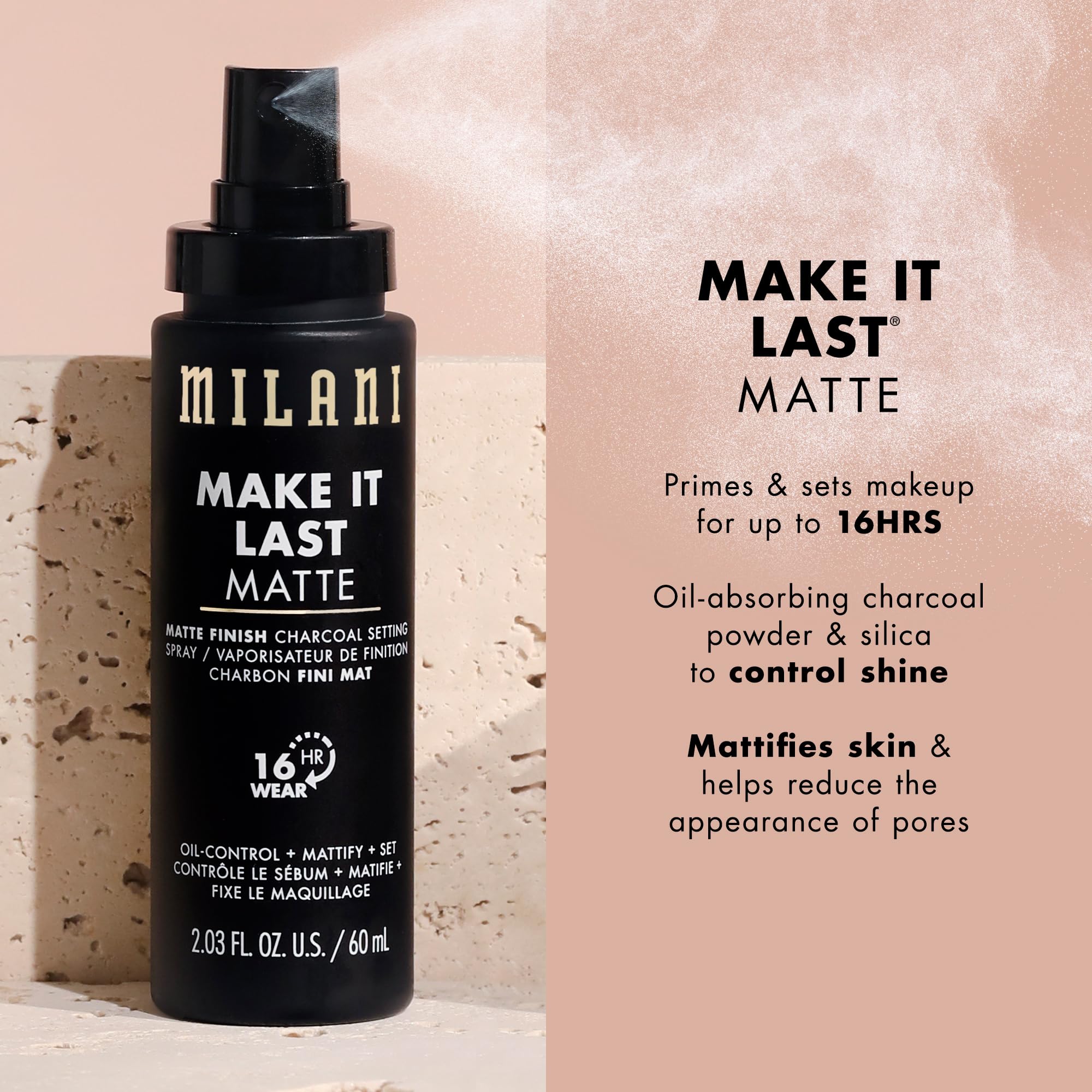 Foto 3 pulgar | Spray Fijador Milani Make It Last Matte Charcoal, Paquete De 2 - Venta Internacional.