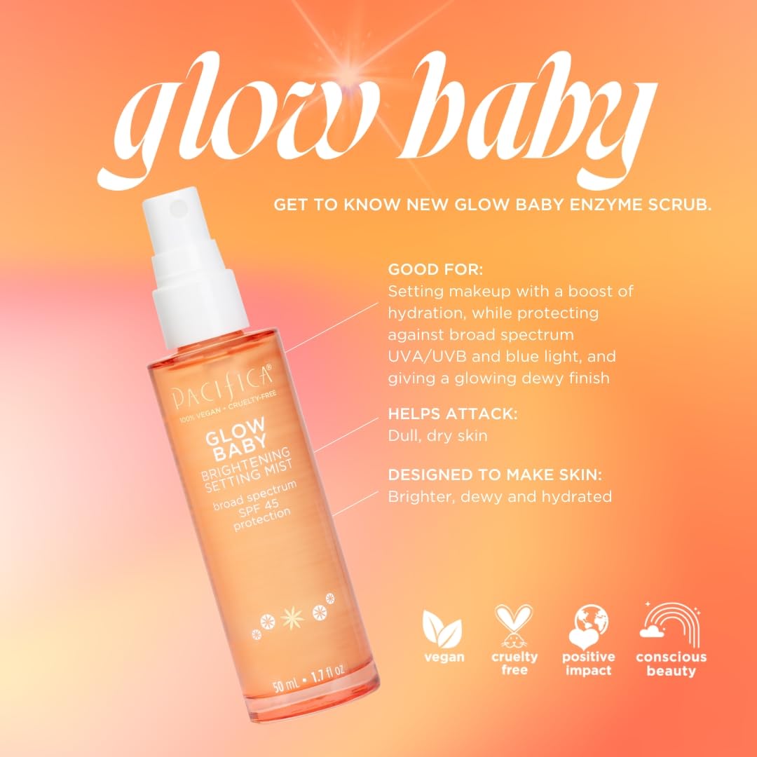 Foto 2 | Set De Cuidado De La Piel Pacifica Beauty Glow Baby Con Bruma Fijadora Y Spf45 - Venta Internacional.