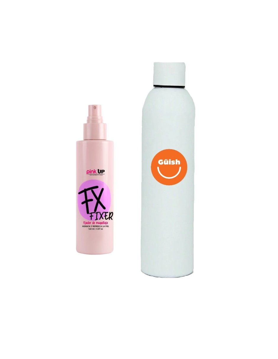 Fijador De Maquillaje Pink Up Fx Larga Duración + Termo De Agua Güish