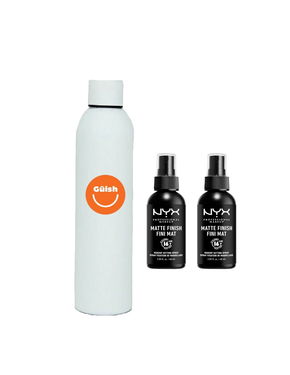Foto 2 pulgar | Kit Dúo Spray Fijador De Maquillaje Acabado Mate De Nyx + Termo De Agua De Regalo Güish