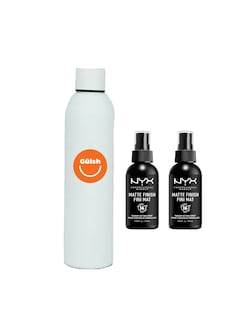 Foto 1 | Kit Dúo Spray Fijador De Maquillaje Acabado Mate De Nyx + Termo De Agua De Regalo Güish