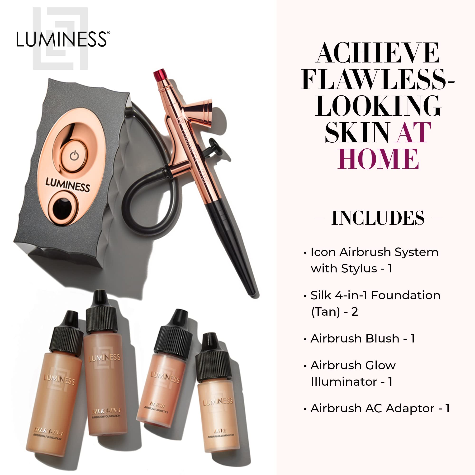 Foto 2 | Sistema De Aerógrafo De Maquillaje Luminess Air Icon Con Kit De 4 Piezas, Color Canela - Venta Internacional.