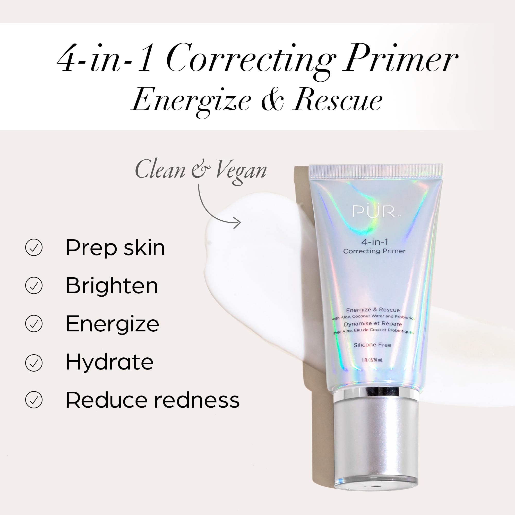Foto 2 | Primer Pur Beauty, Corrector 4 En 1, Energizante Y Rescatador, 30 Ml - Venta Internacional.