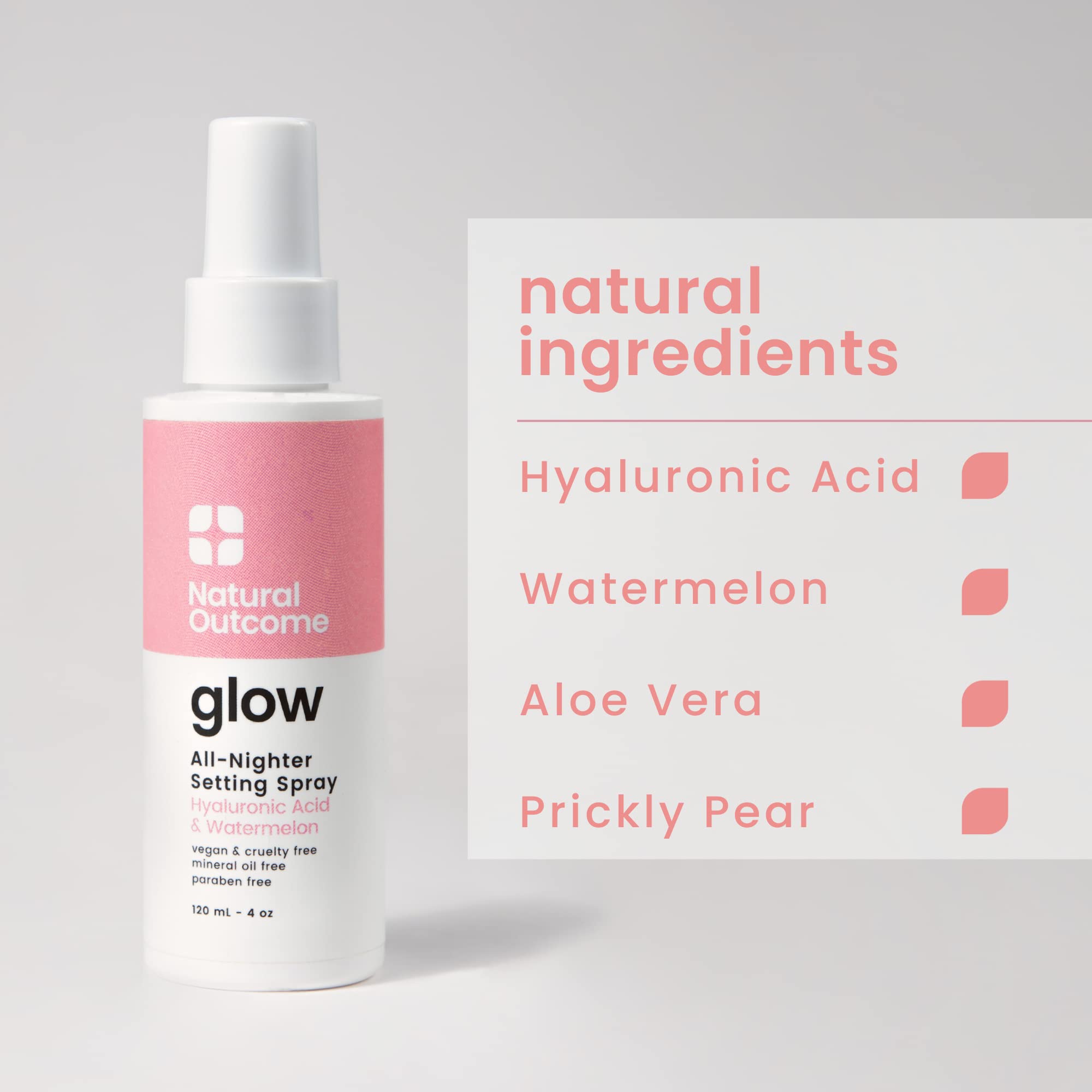 Foto 5 | Spray Fijador De Maquillaje Natural Outcome Glow All Night 120 Ml - Venta Internacional.