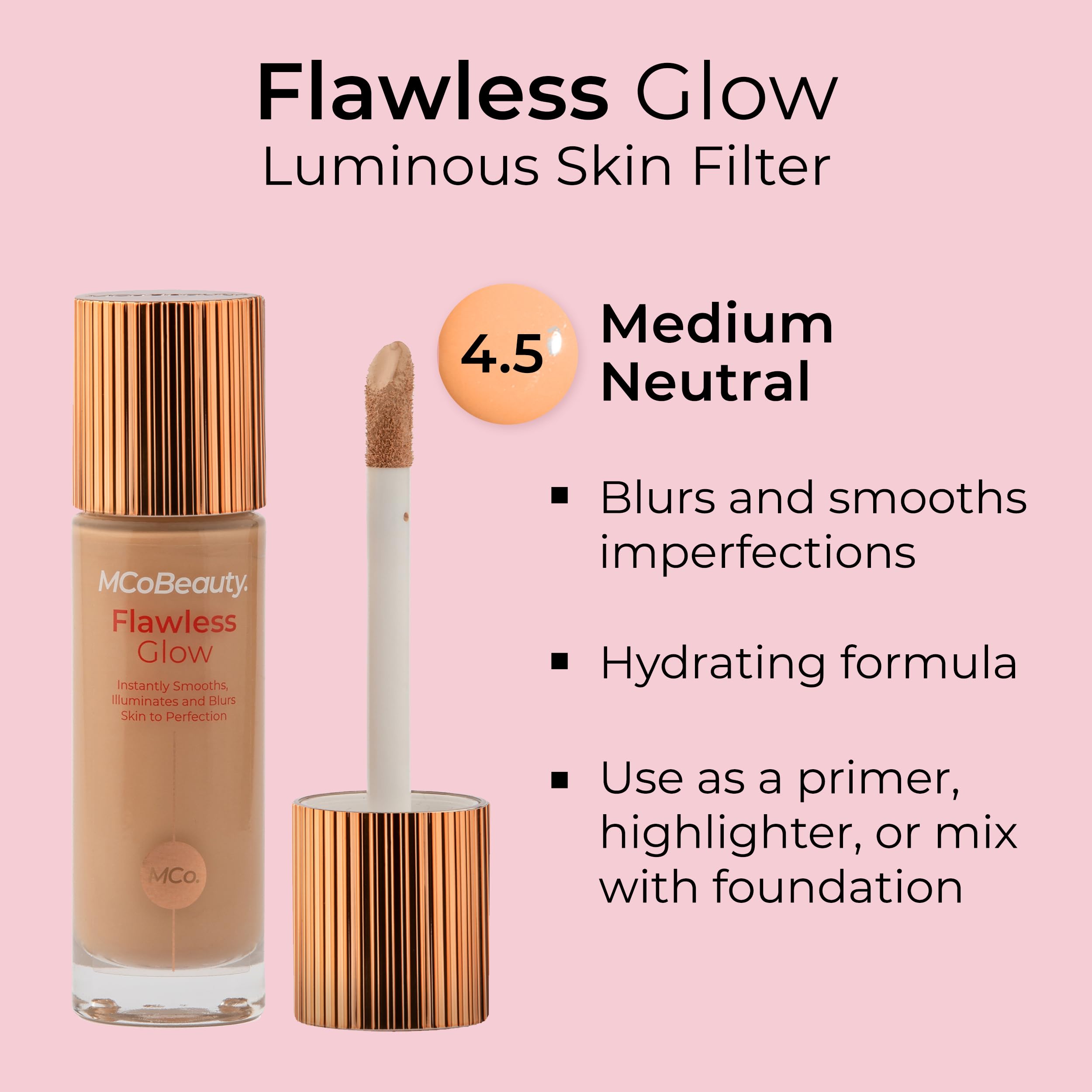 Foto 3 pulgar | Filtro De Piel Mcobeauty Flawless Glow Luminous 4.5 Medium Vegan - Venta Internacional.