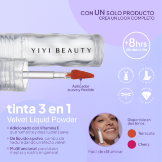Foto 2 | Rubor Líquido Velvet Blush Cherry 3 en 1 de YIYI BEAUTY