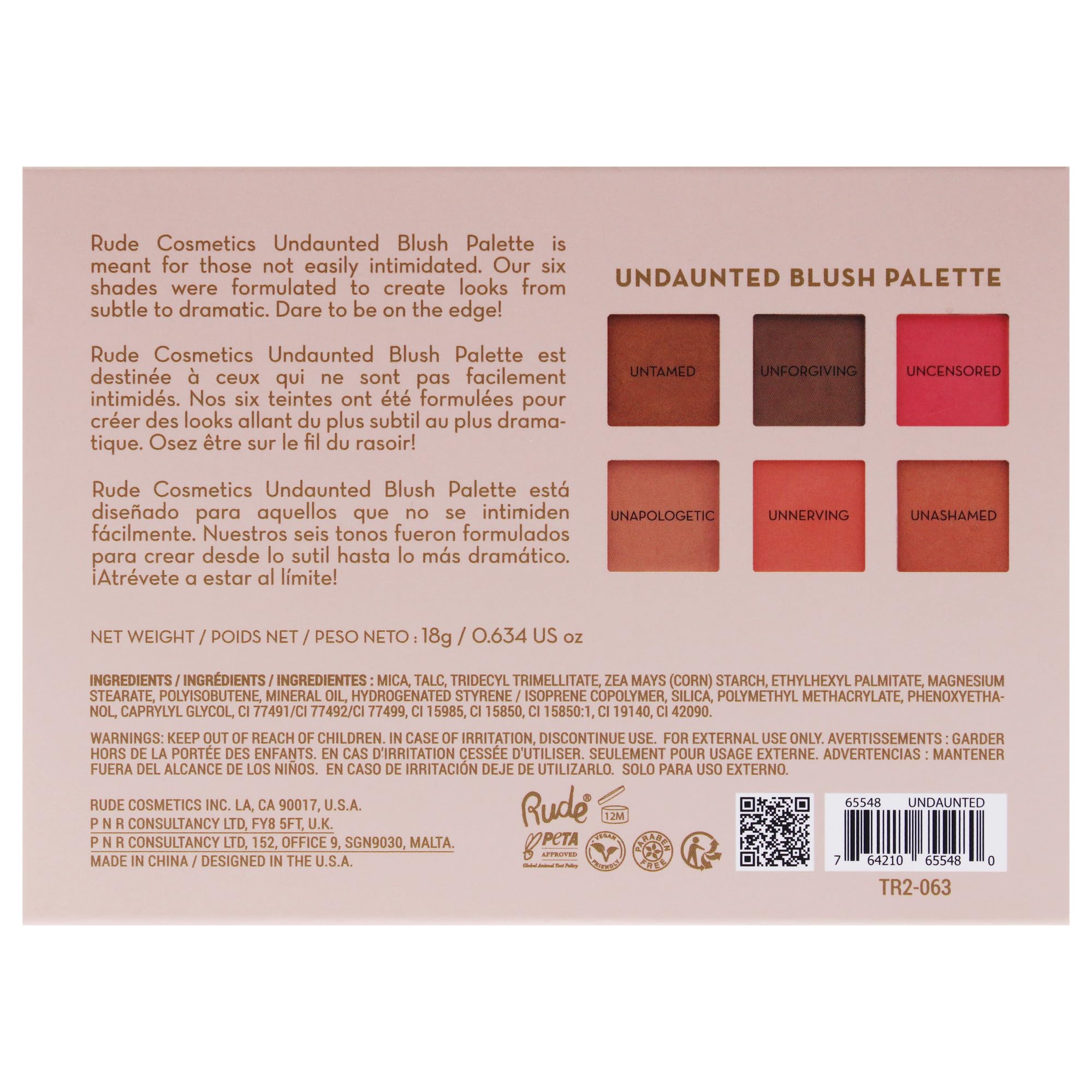 Foto 8 pulgar | Paleta De Coloretes Rude Undaunted Para Mujer, 18,9 Ml - Venta Internacional.