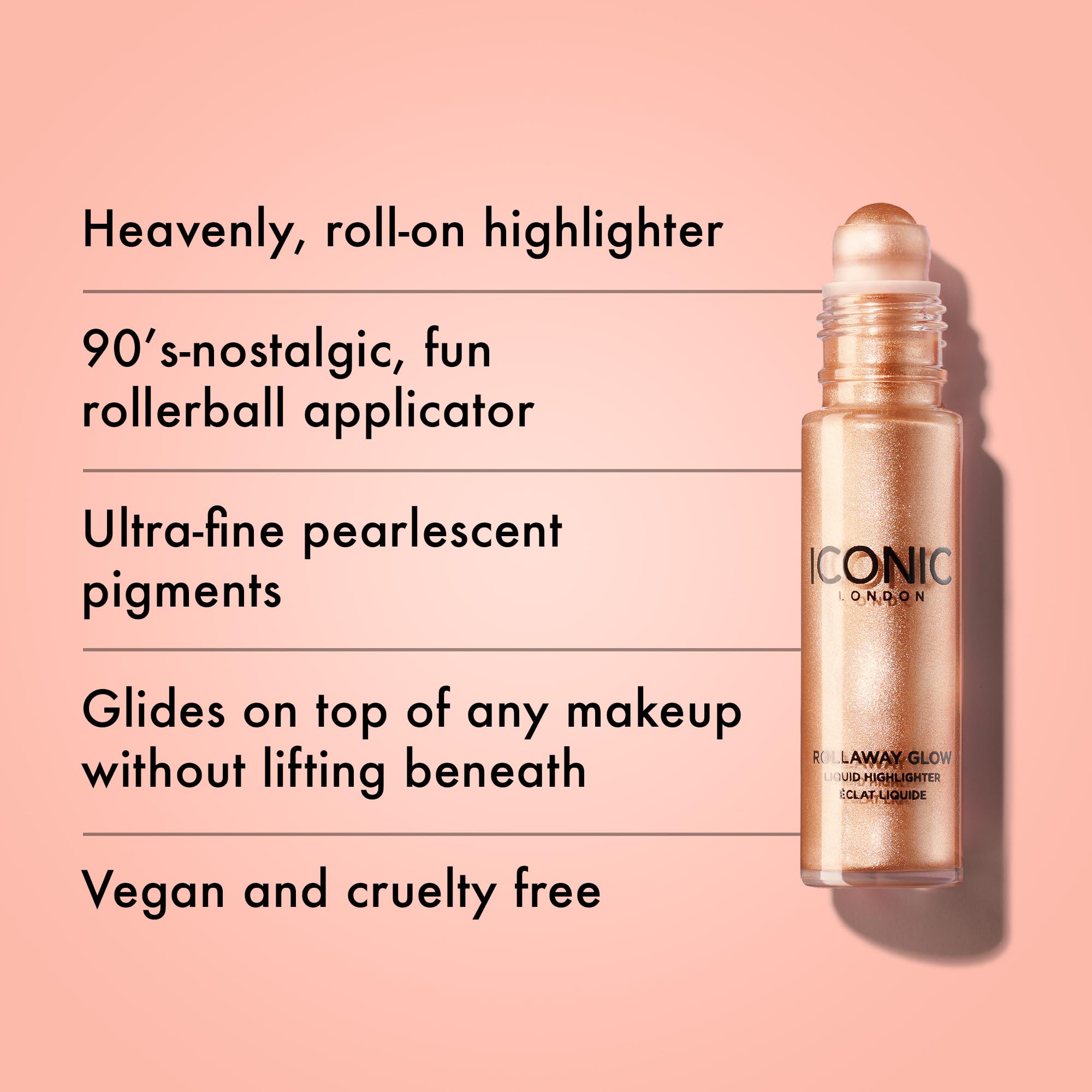 Foto 3 pulgar | Iluminador Líquido Iconic London Rollaway Glow Peach, 8 Ml - Venta Internacional.