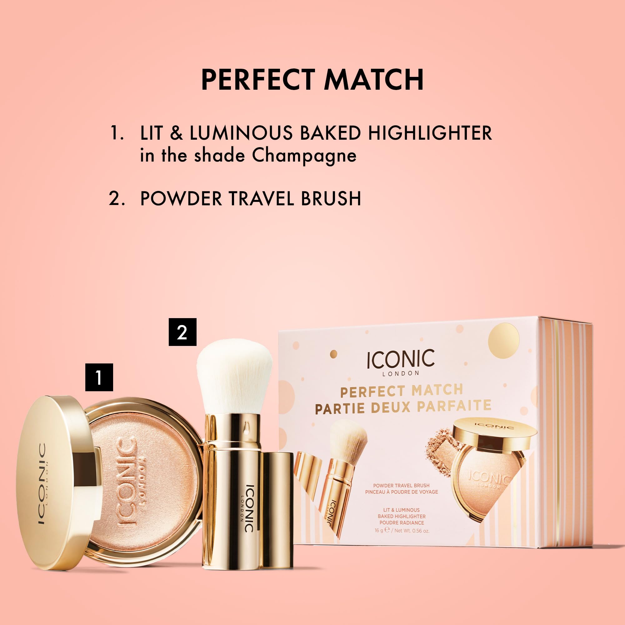 Foto 3 | Set De Regalo Iconic London Perfect Match Con Brocha Para Polvos E Iluminador - Venta Internacional.