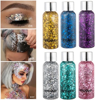 Foto 6 | 3 Body Glitter Maquillaje Iluminador Cabello Cuerpo Brillos Paquete 2