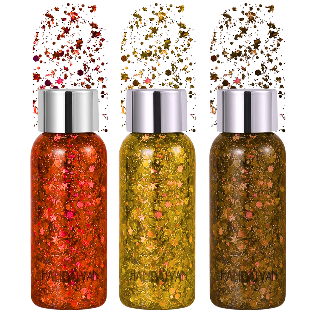 Foto 1 | 3 Body Glitter Maquillaje Iluminador Cabello Cuerpo Brillos Paquete 3