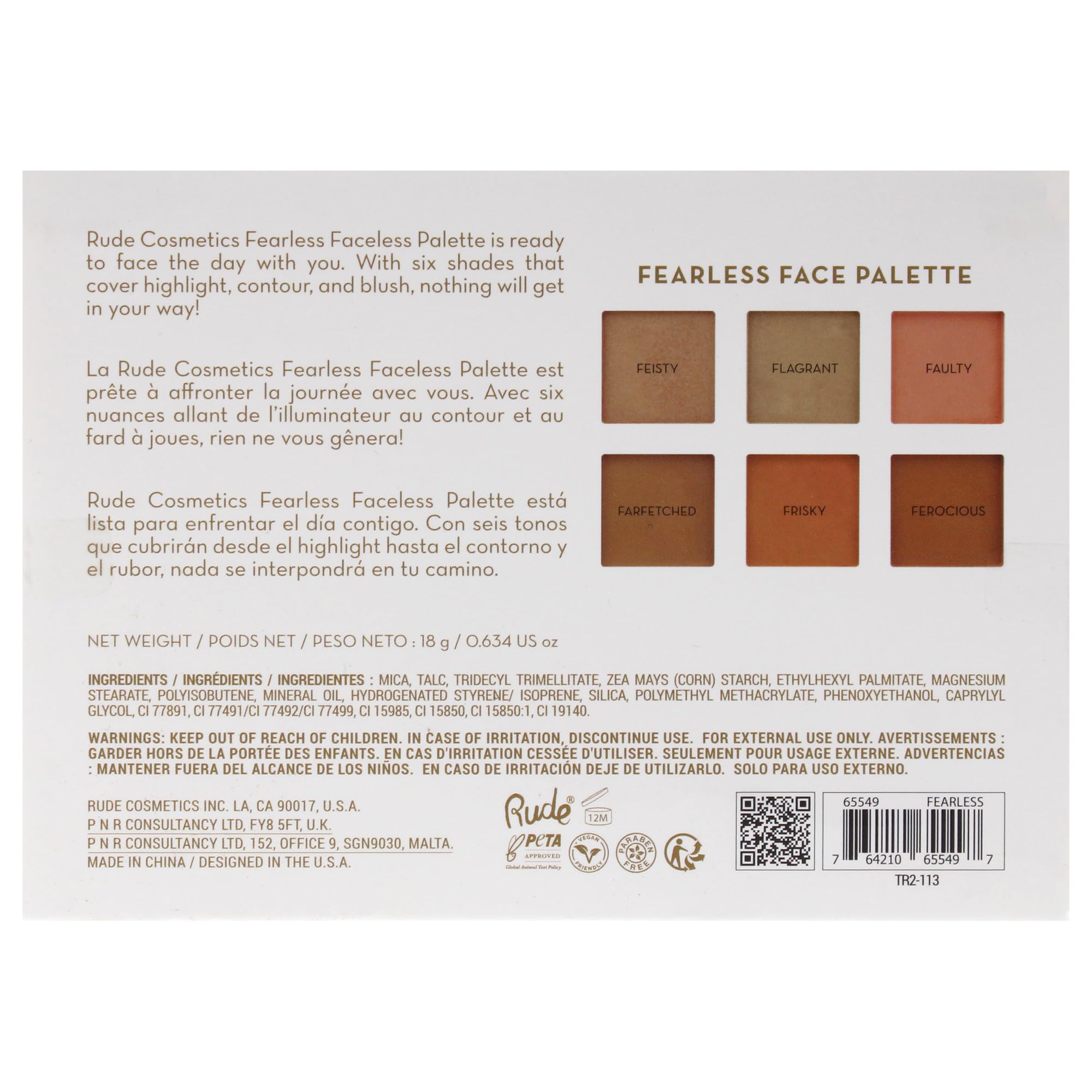Foto 8 pulgar | Paleta Facial Rude Cosmetics Fearless Para Mujer  18 8 Ml - Venta Internacional.