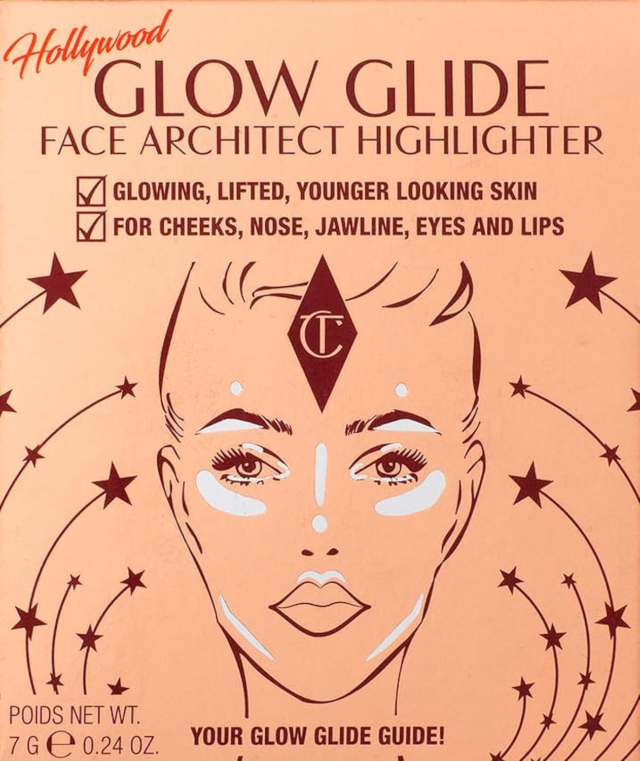 Iluminador Charlotte Tilbury Glow Glide Champagneglow - Venta Internacional.