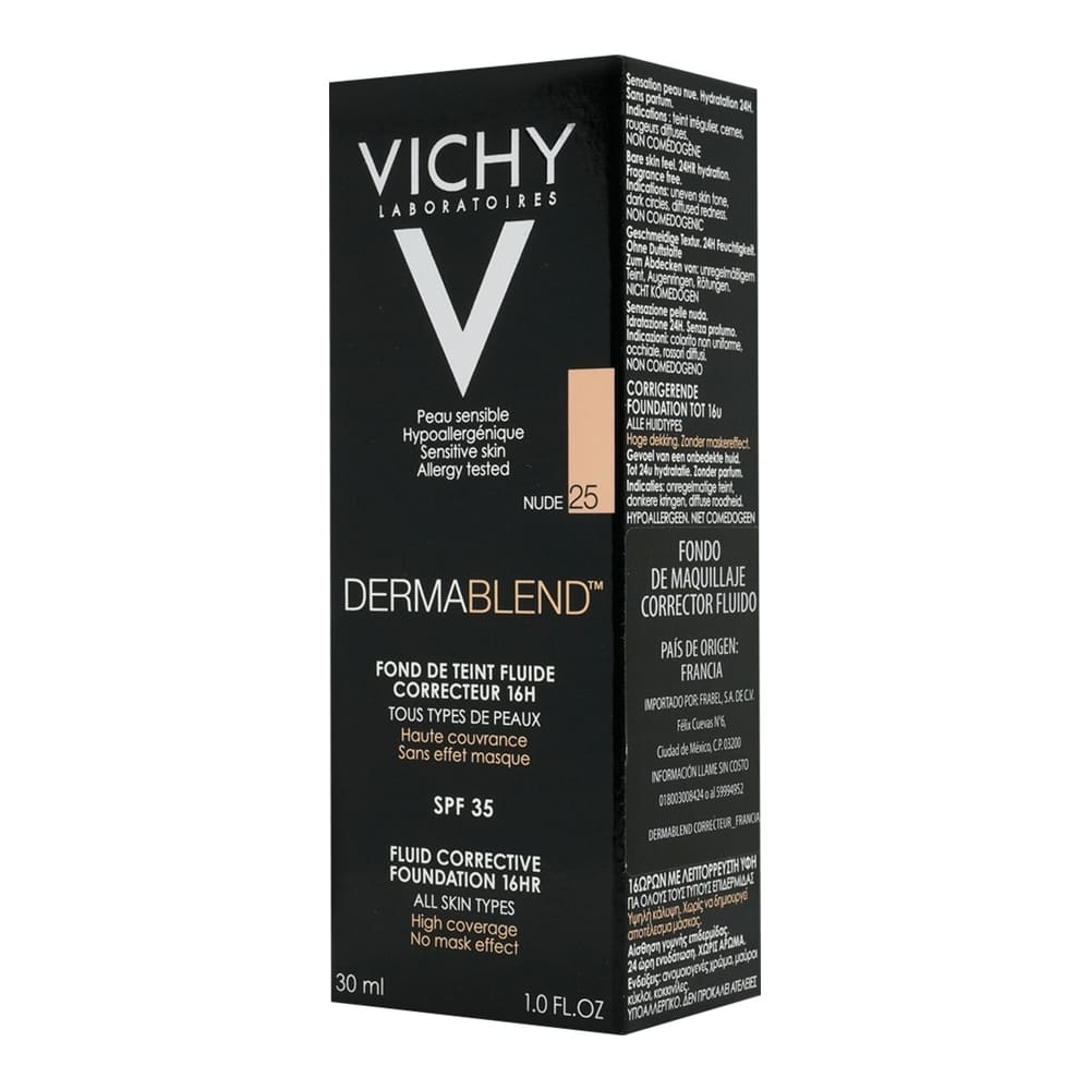 Foto 2 pulgar | Fluido Base de Maquillaje Vichy Dermablend 25 Nude 30 Ml