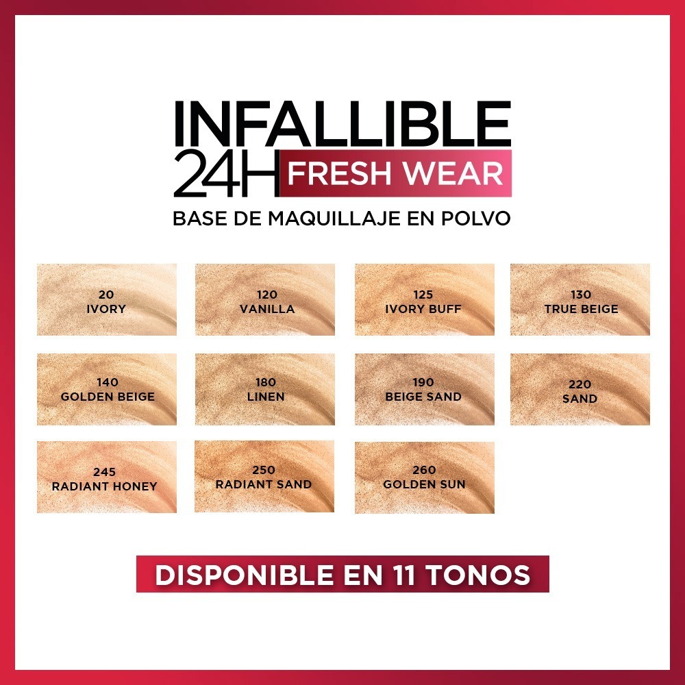 Foto 4 pulgar | Base en Polvo L´oréal Paris Compacto Infallible Freshwear 9g Ivory Buff