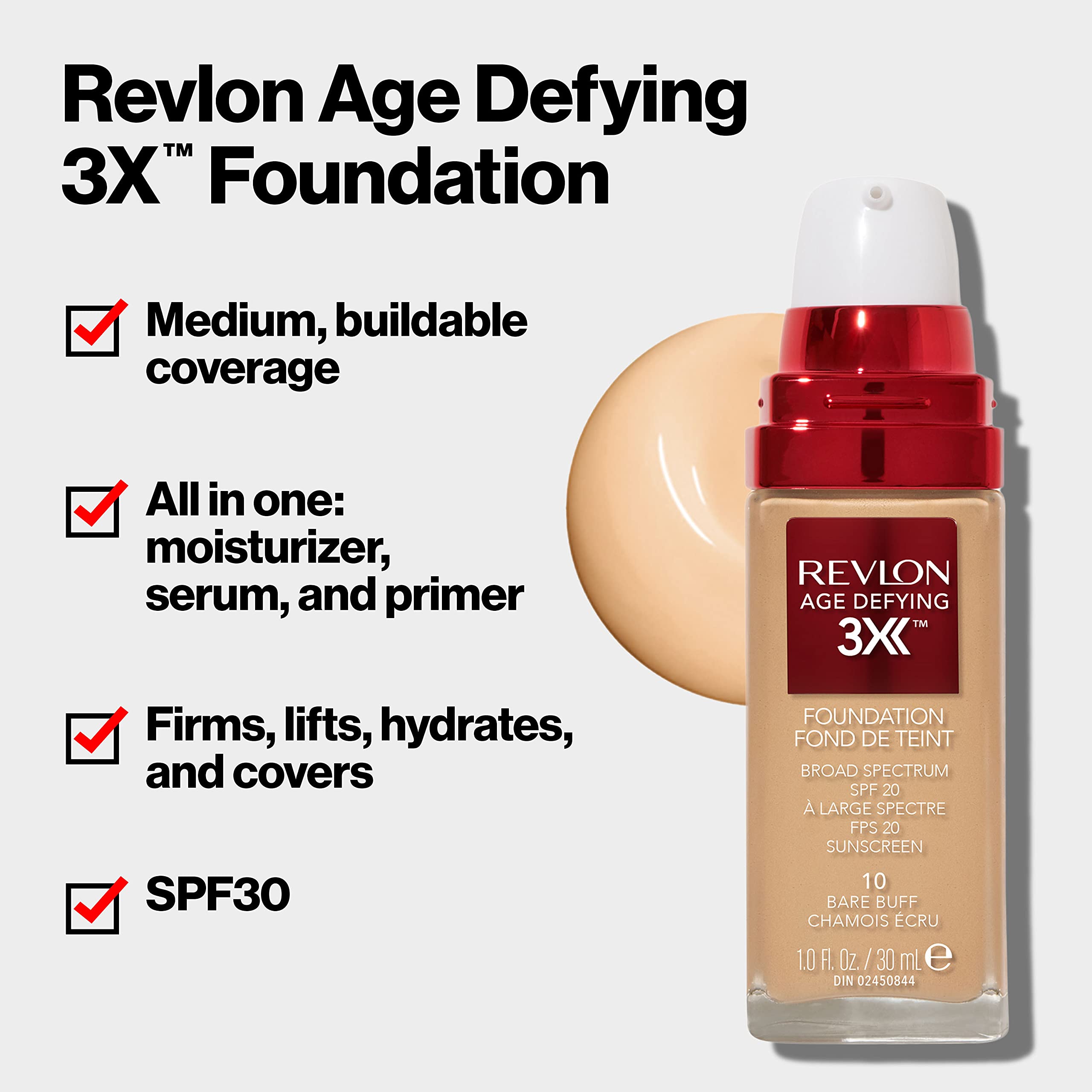 Foto 3 pulgar | Base de Maquillaje Revlon Age Defying 3x Reafirmante Spf 20 30 ml - Venta Internacional