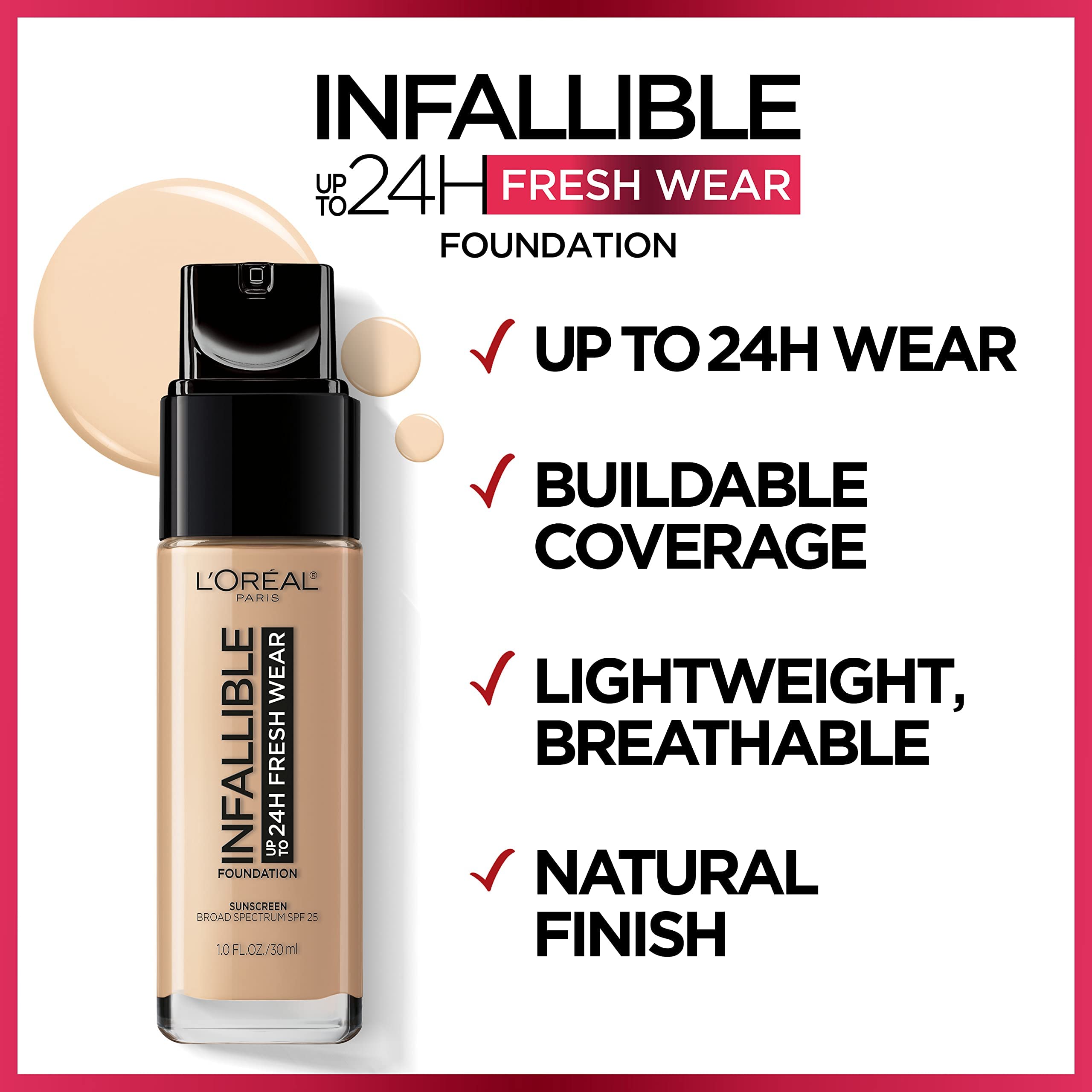 Foto 6 pulgar | Base L'Oreal Paris Infallible Hasta 24 Horas con Vainilla Rosa 30 ml - Venta Internacional
