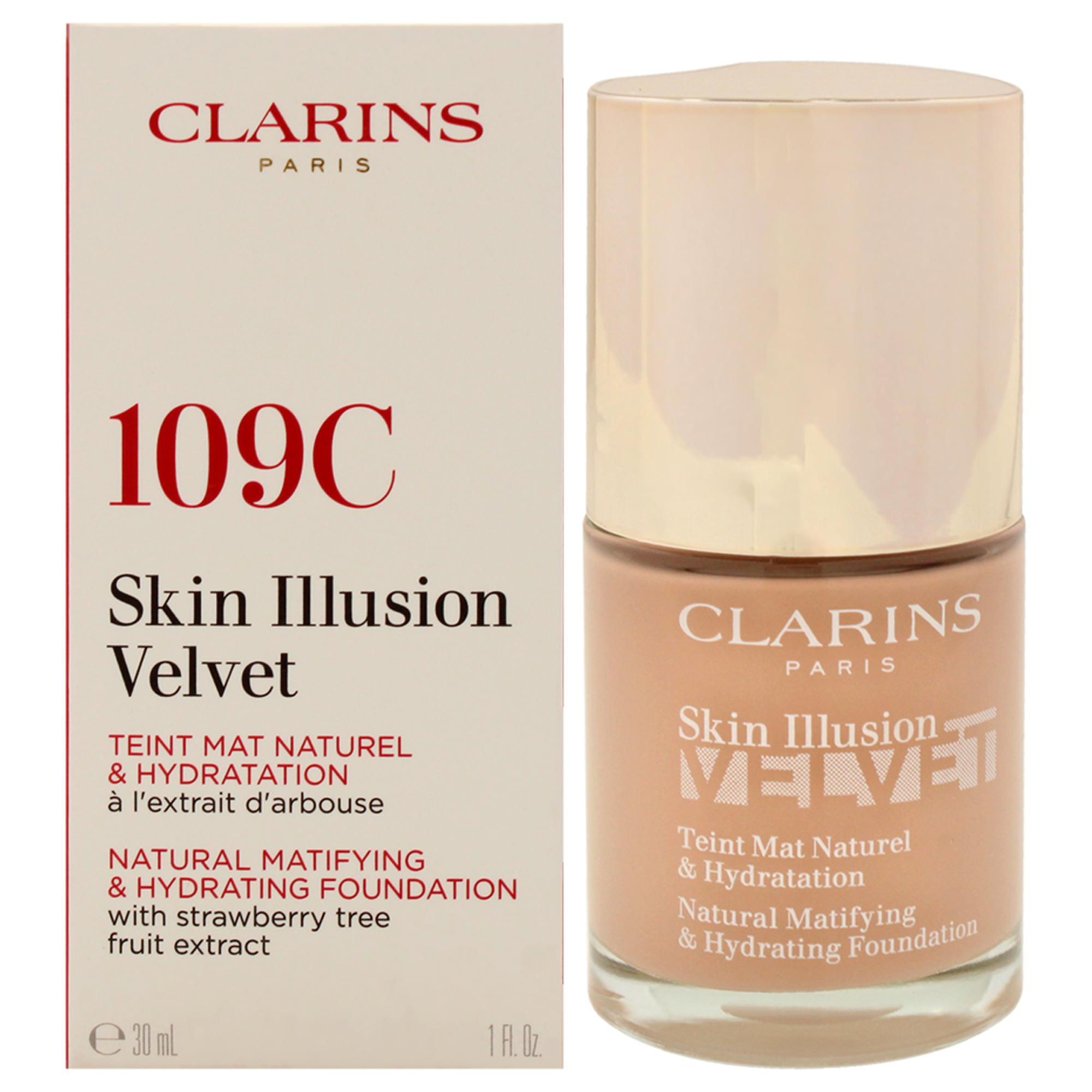 Base Clarins Skin Illusion Velvet 109c Trigo 30 Ml Para Mujer - Venta Internacional.