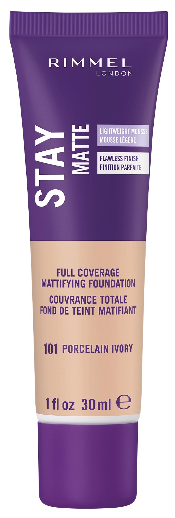 Foto 2 pulgar | Mousse Líquida Foundation Rimmel London Stay Matte, 30 Ml, 101 - Venta Internacional.