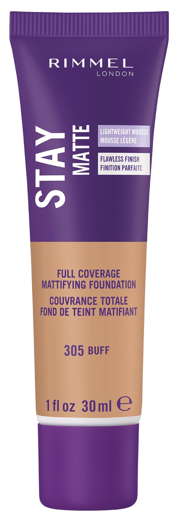 Foto 2 pulgar | Mousse Líquida Foundation Rimmel London Stay Matte 305 Buff - Venta Internacional.