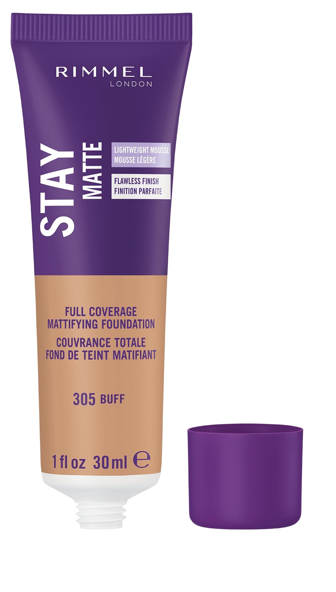 Foto 4 pulgar | Mousse Líquida Foundation Rimmel London Stay Matte 305 Buff - Venta Internacional.