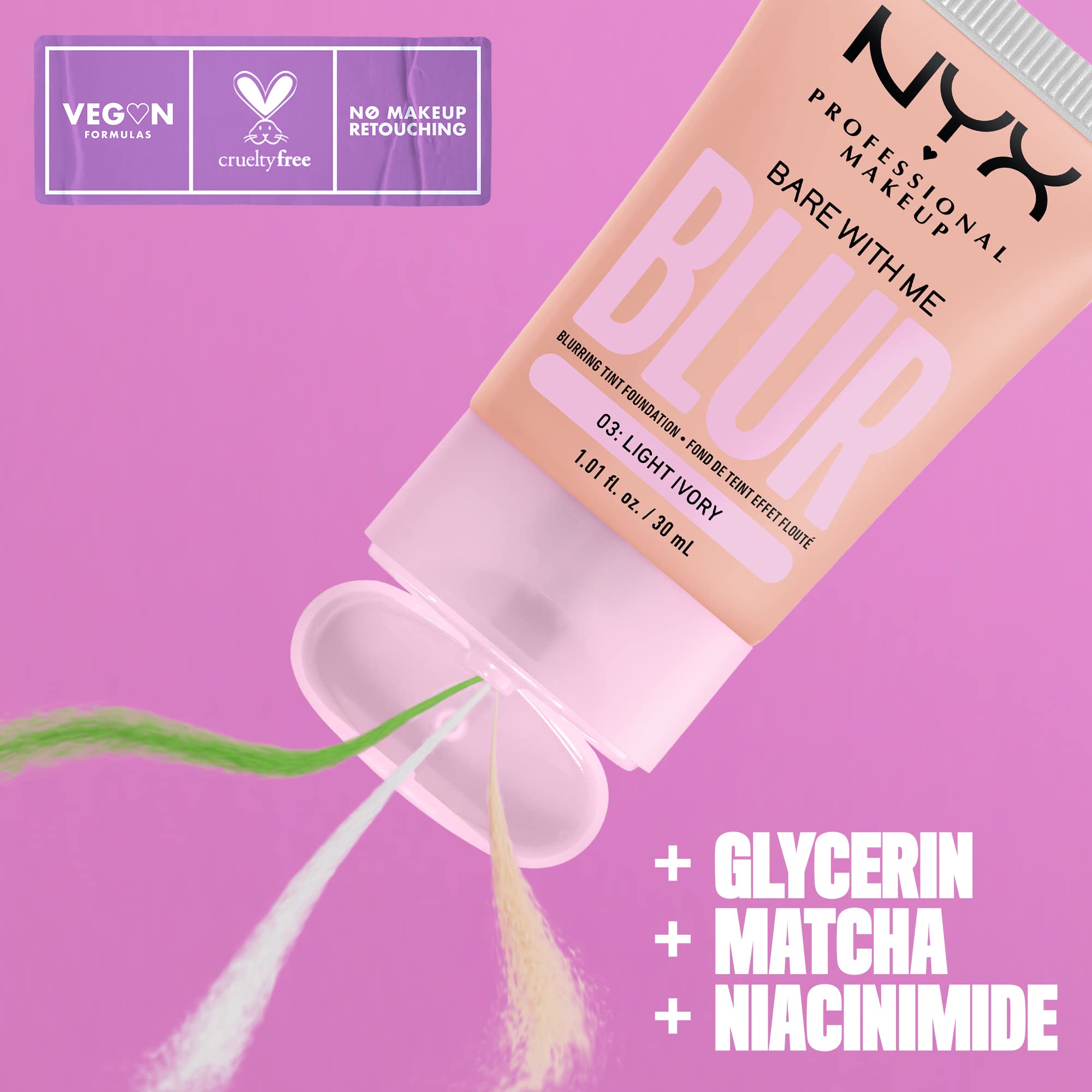 Foto 3 pulgar | Base Nyx Professional Makeup Bare With Me Blur Skin Tint - Venta Internacional.