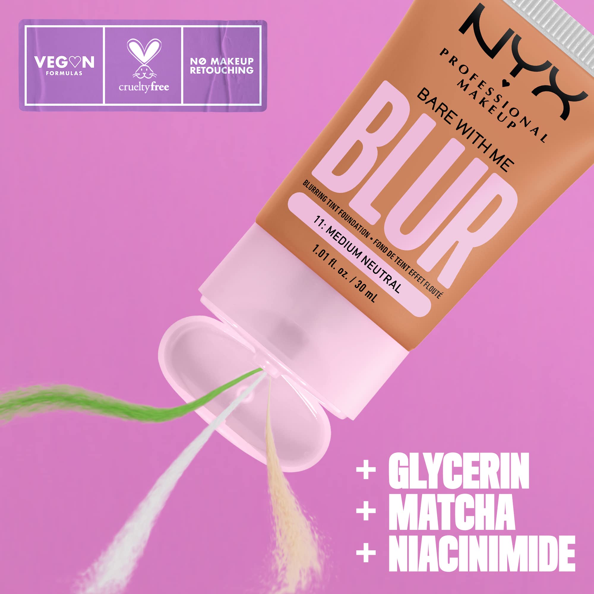 Foto 3 pulgar | Base Nyx Professional Makeup Bare With Me Blur Skin Tint - Venta Internacional.
