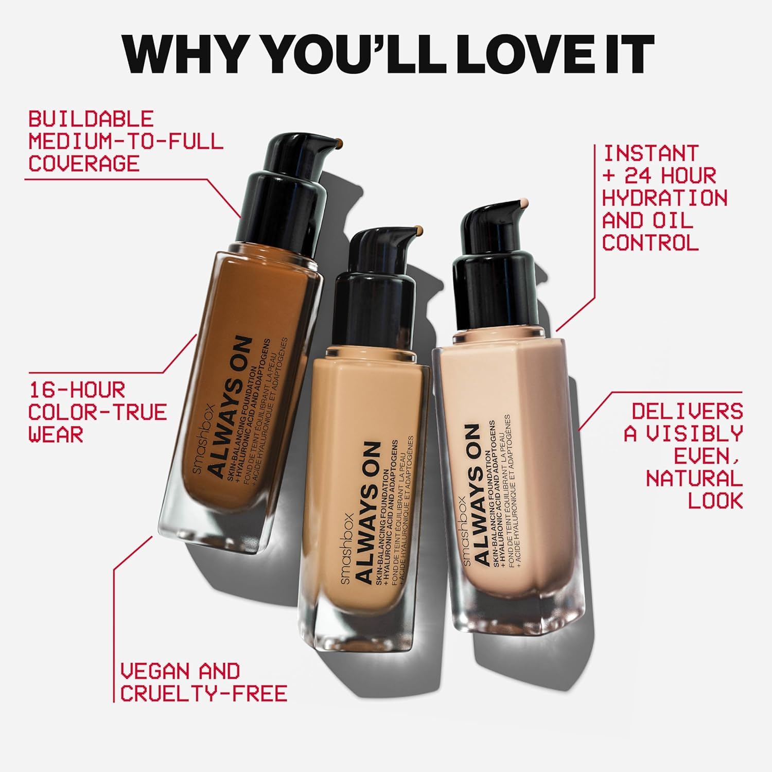 Foto 6 pulgar | Foundation Smashbox Always On M10w Con Cobertura Media A Total - Venta Internacional.