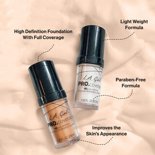 Foto 3 | Liquid Foundation L.a. Girl Pro Coverage Bronceado, 28 Ml - Venta Internacional.